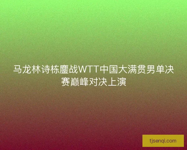 马龙林诗栋鏖战WTT中国大满贯男单决赛巅峰对决上演